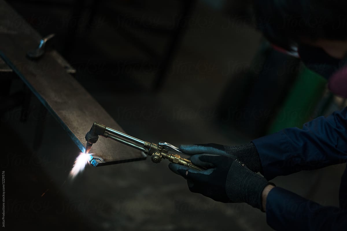 Oxy acetylene welding in a factory