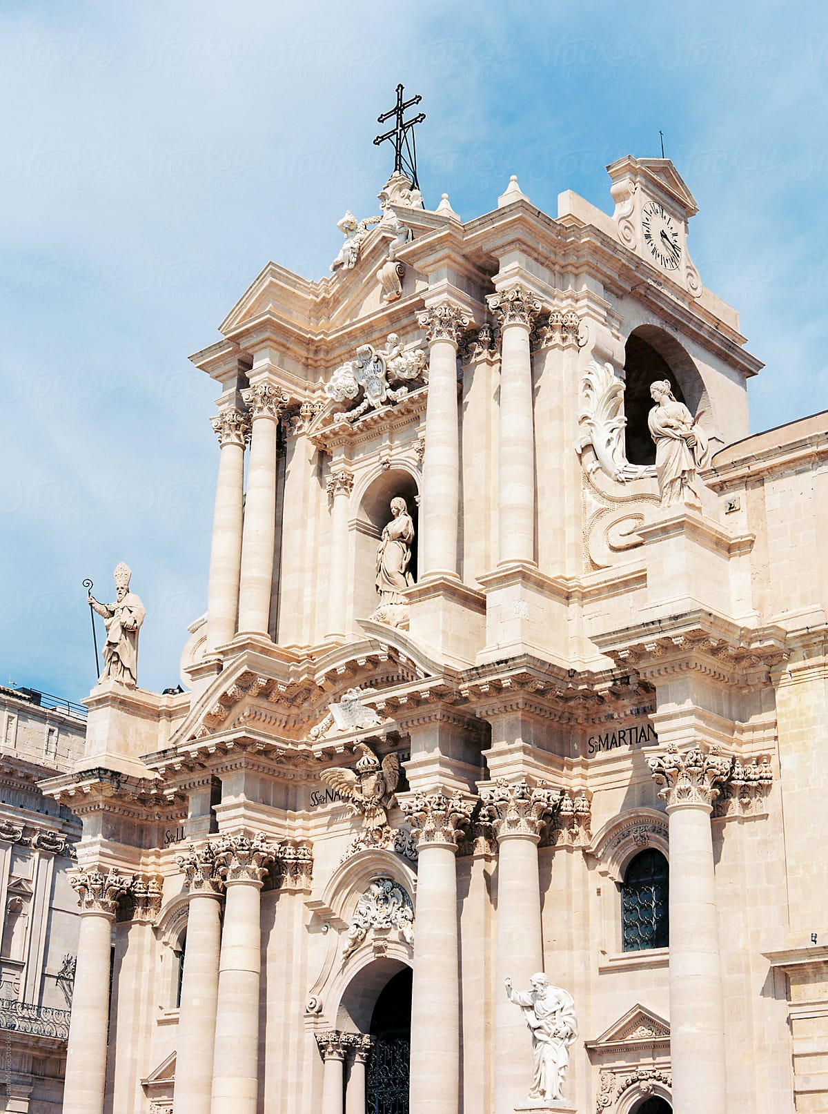 Vertical image of cathedral in Syracuse, Sicily