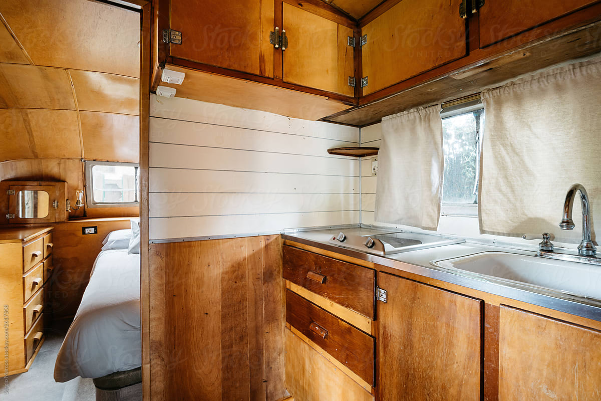 Travel trailer interior\'s kitchen