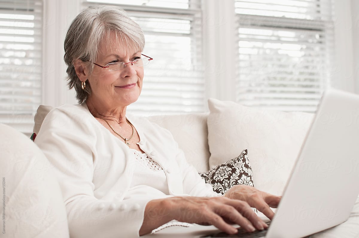 Mature woman surfing the internet