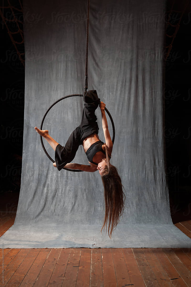 circus performer on aerial hoop