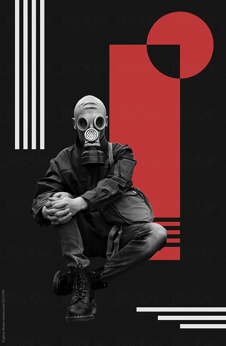 Poster with a man in gas mask