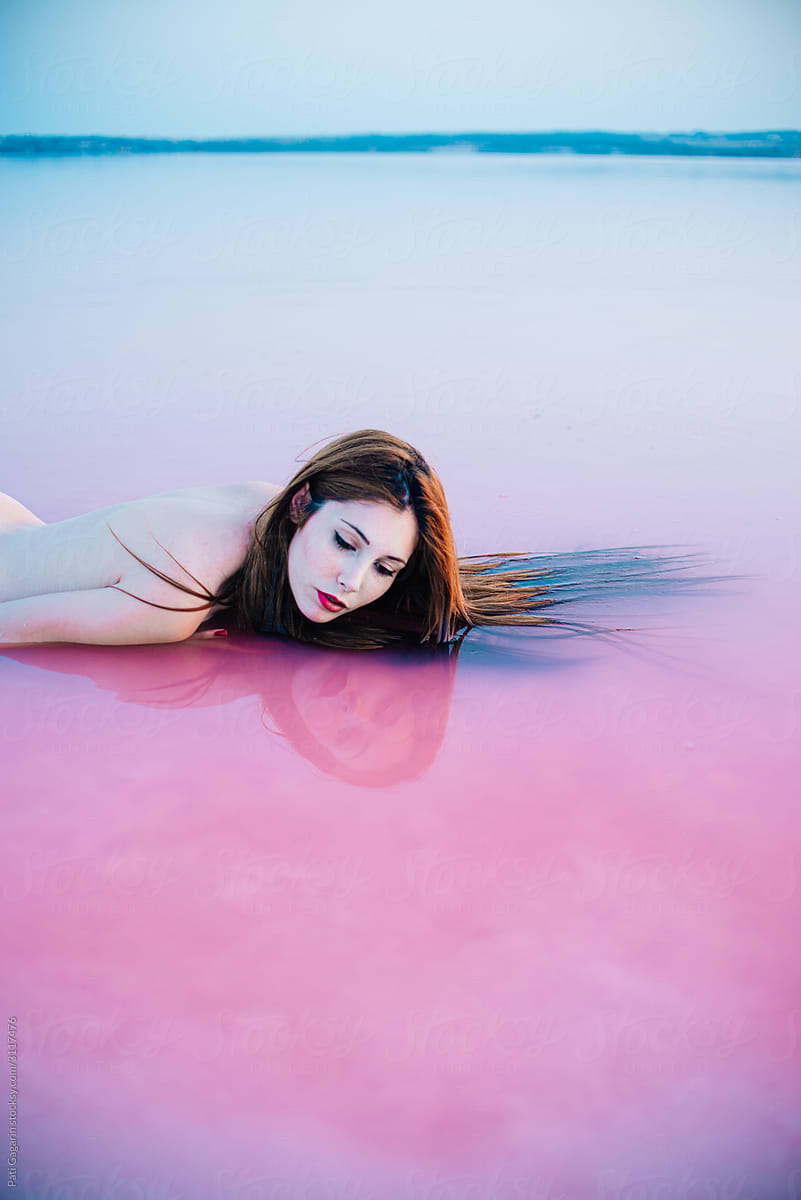 Woman in pink lagoon