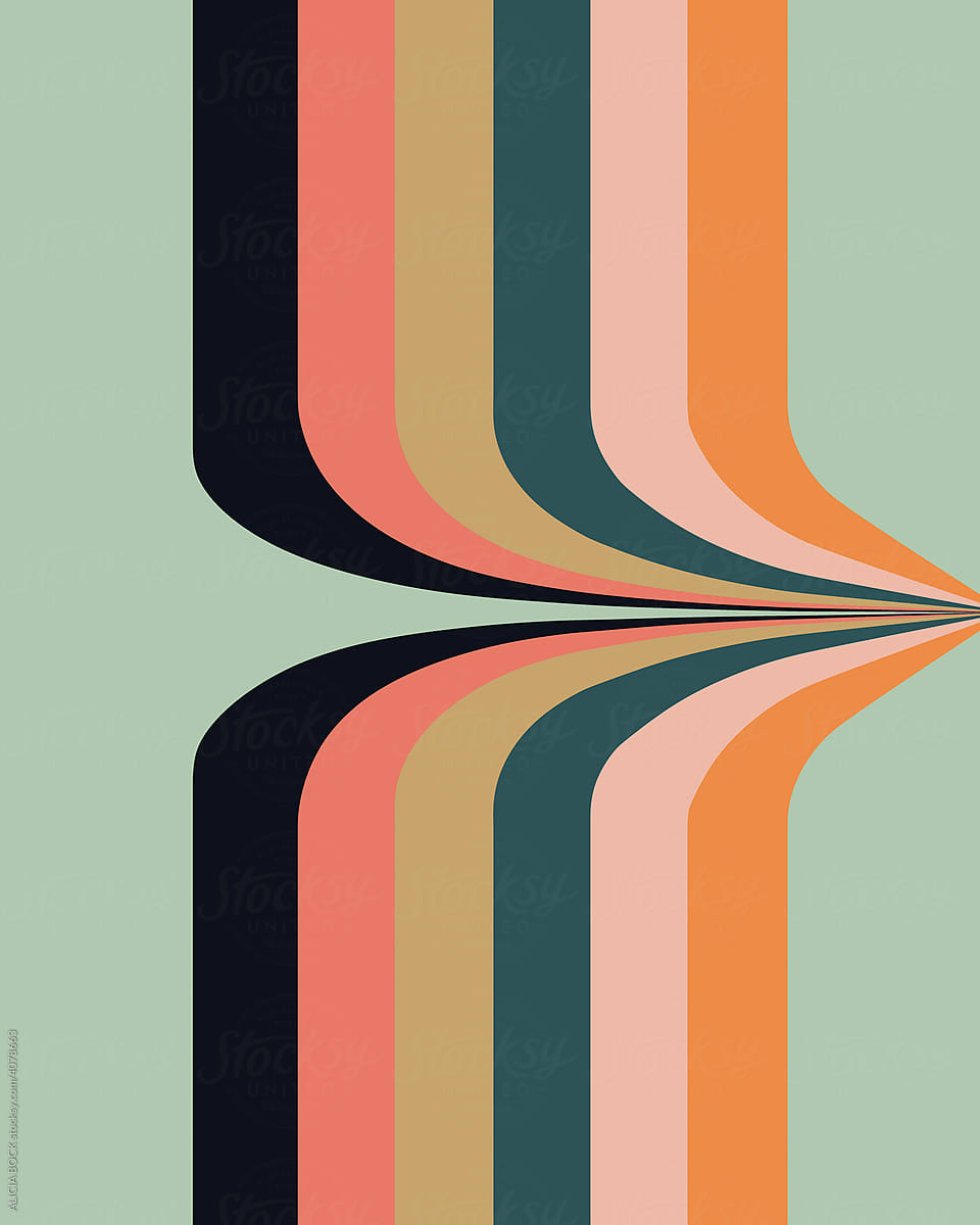 Retro Stripe Graphic Pattern In Pink, Orange and Green