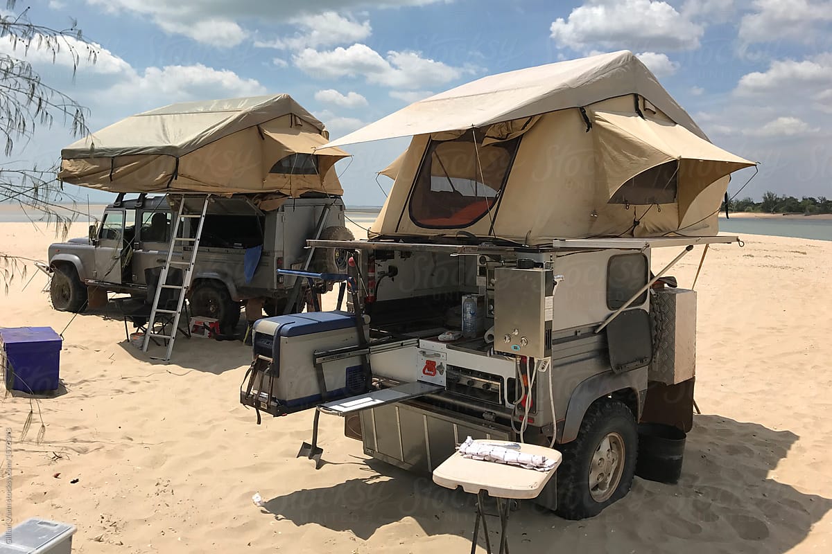 beach camping setup