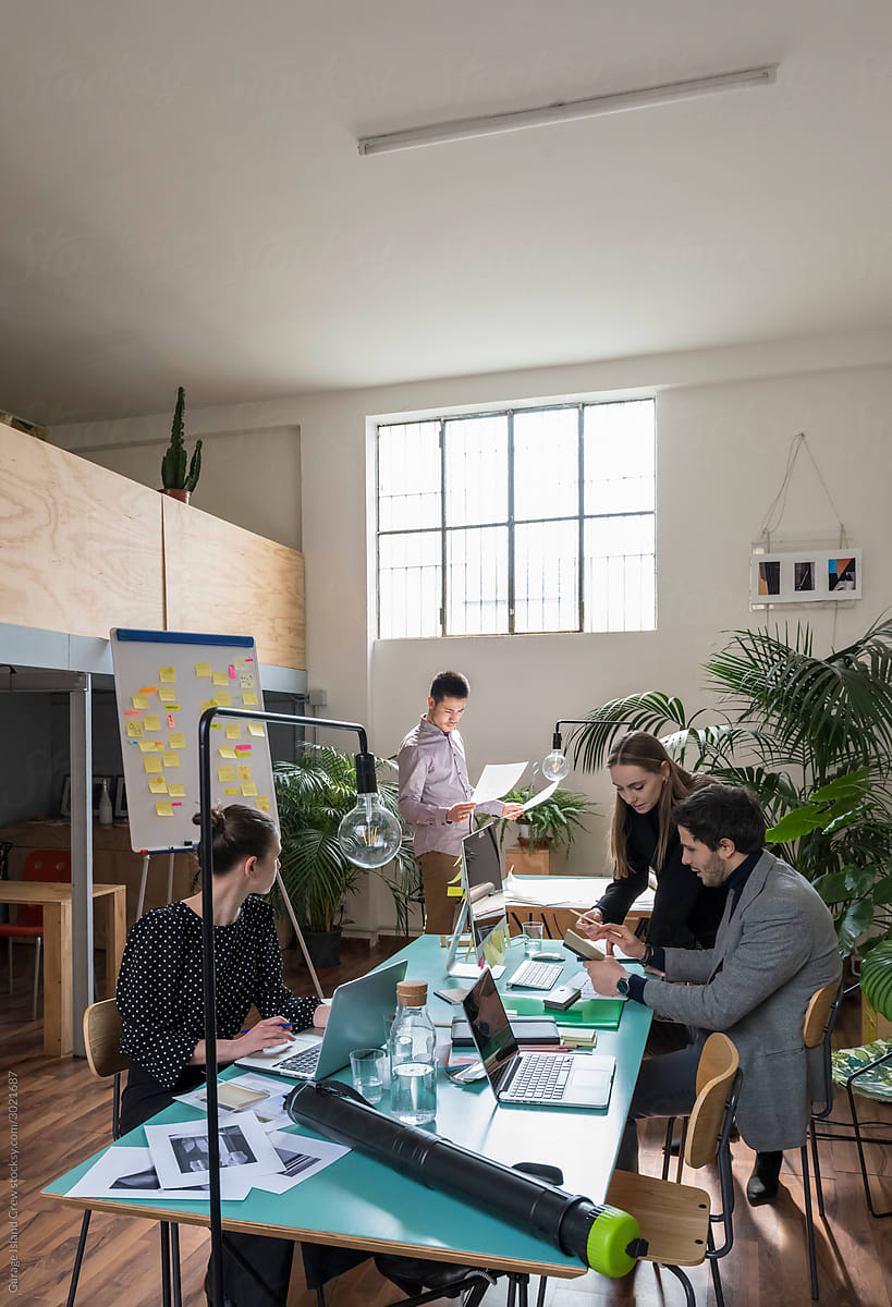 Architects working in a modern studio