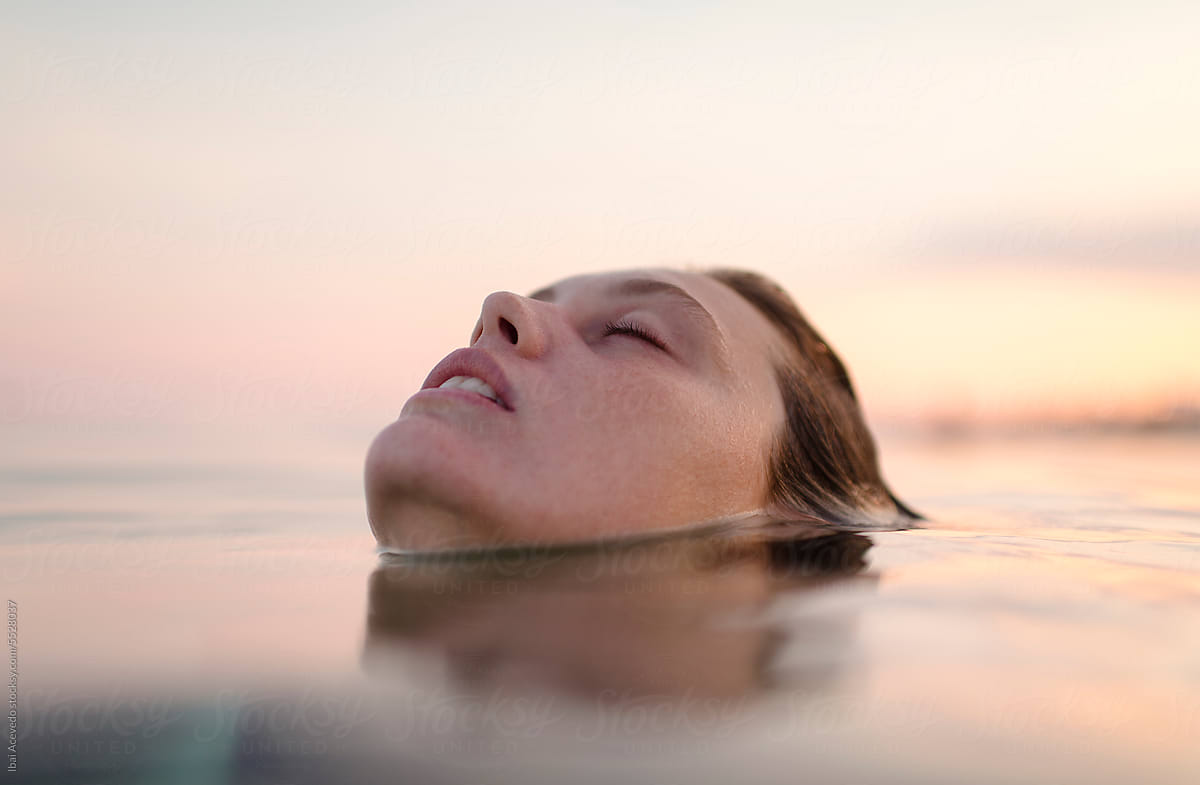 Woman enjoying peaceful moment in the sea