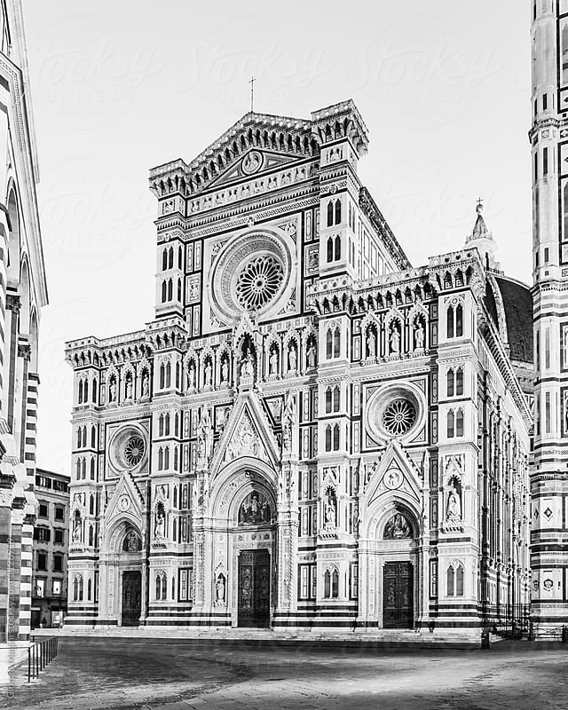 Black and White Florence Cathedral Facade