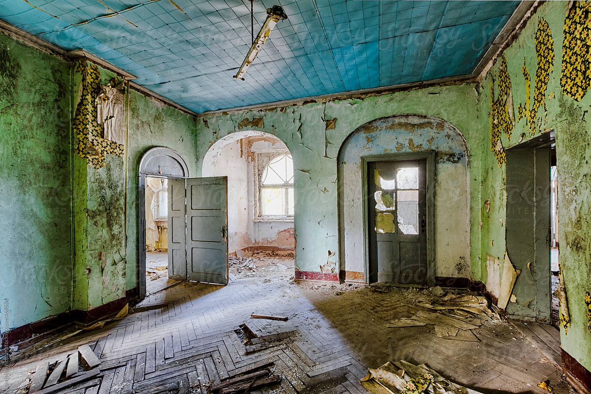 colorful decay abandoned room