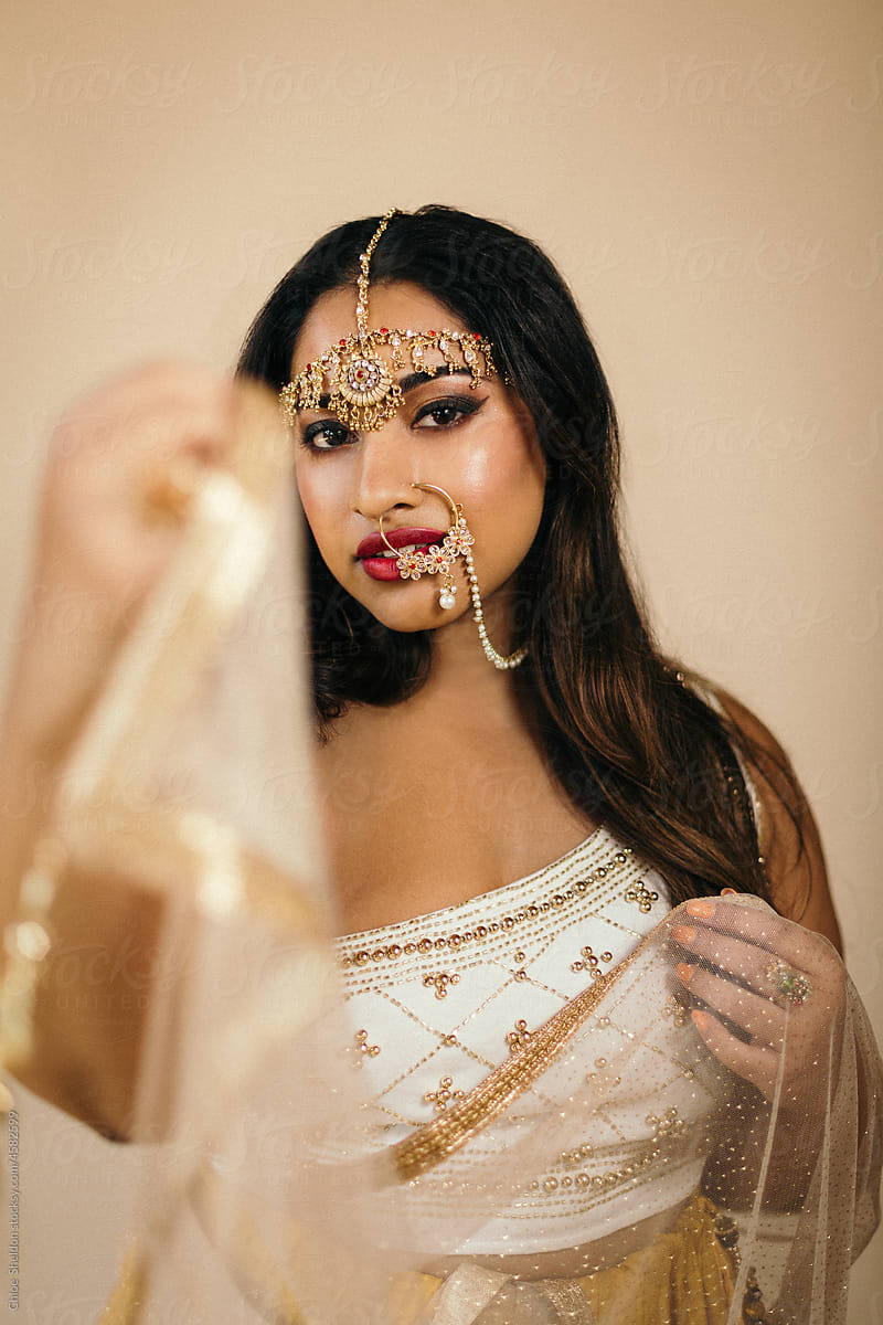 Woman Wearing Traditional Hindu Wedding Attire