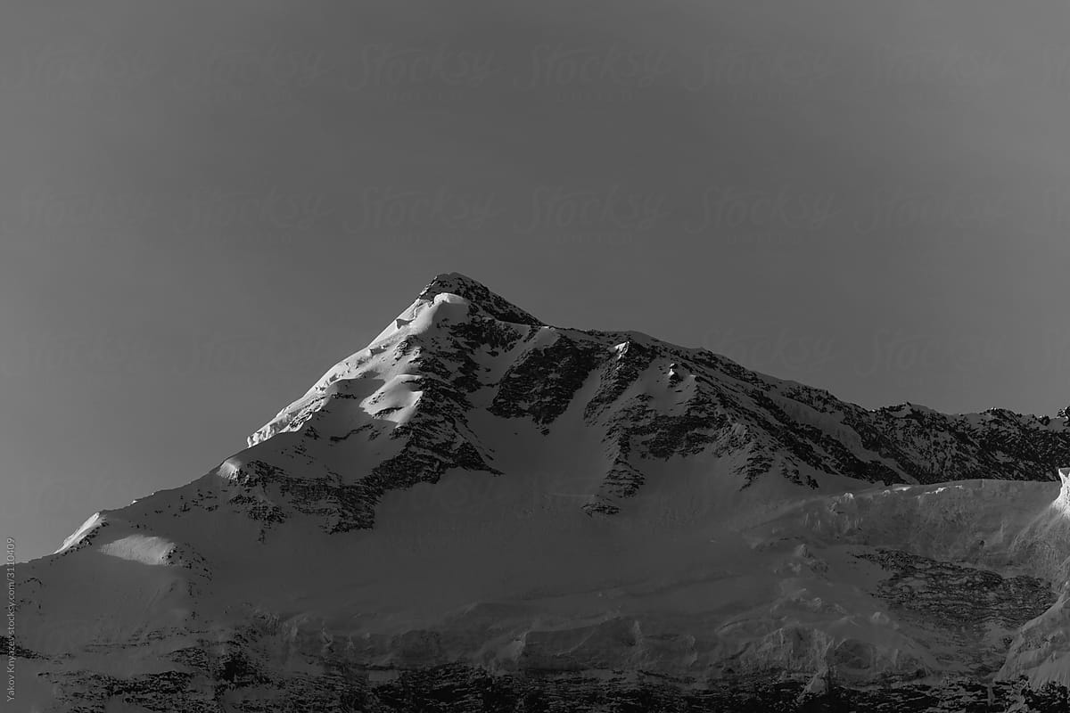 Black and white Mysterious Landscape Of Himalaya Mountain\'s peak