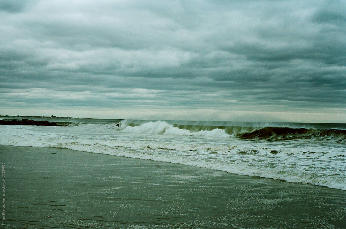 Stormy Cloudy Weather At Beach in Rockaway, New York City