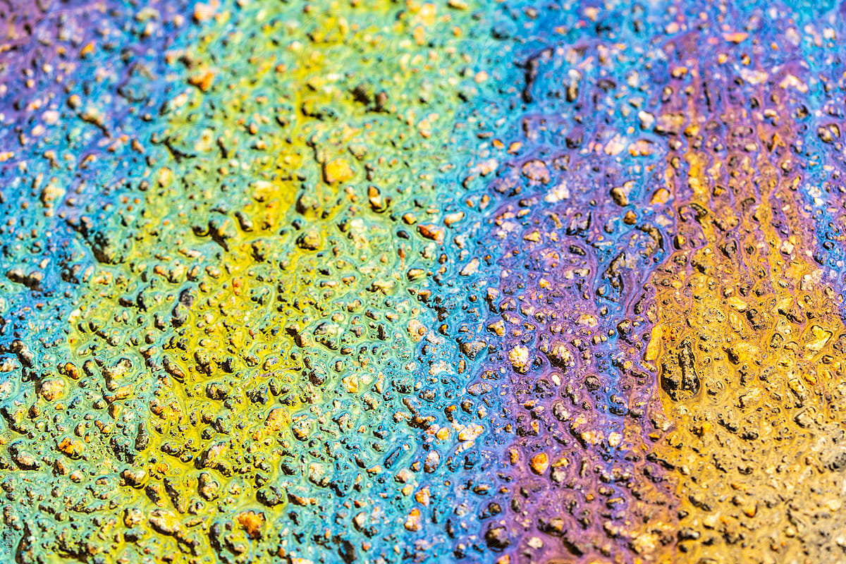 Diesel rainbow colors close up.