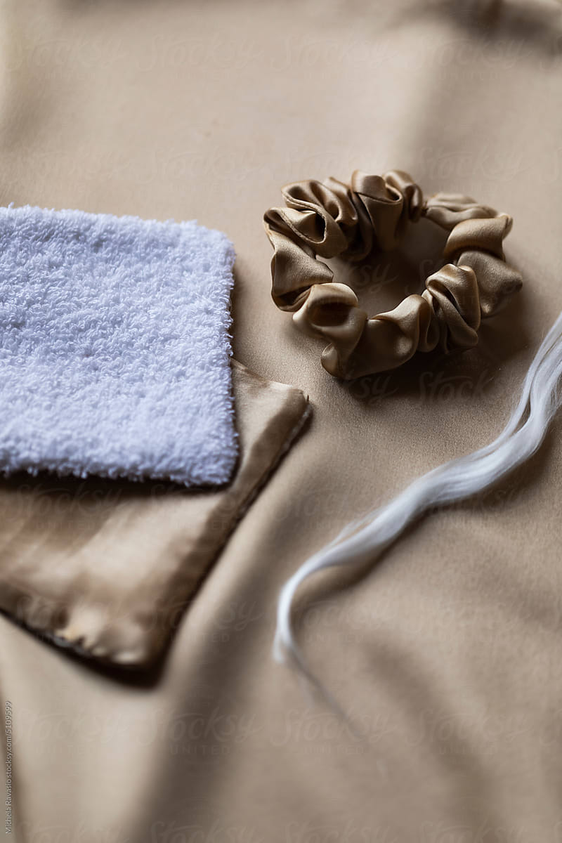 Items made of silk on silk fabric