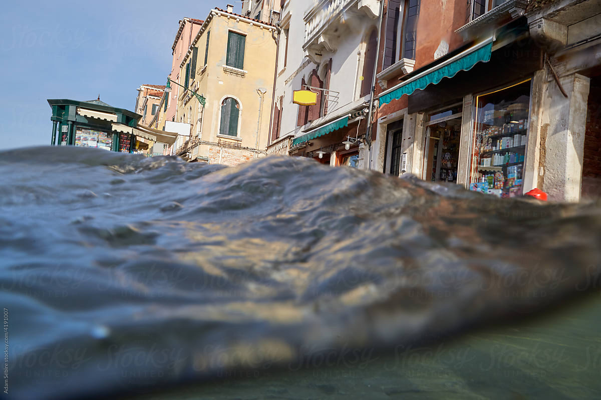 Extreme weather storm surge drowns Venice city shops