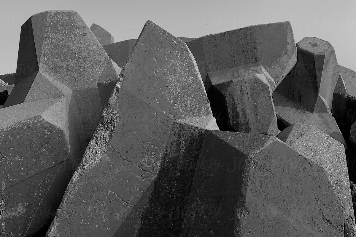 abstract black and white rocks composition