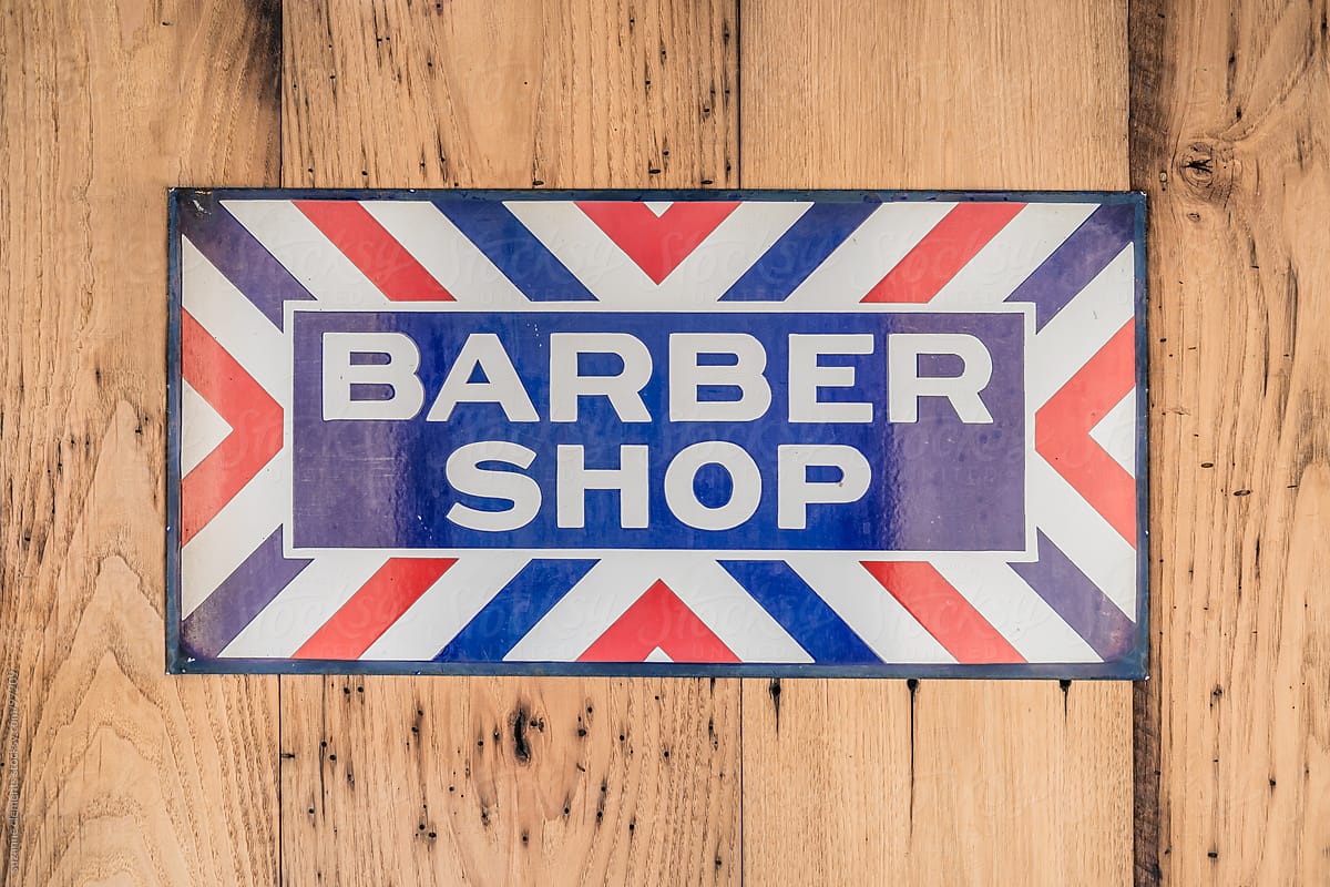 Antique Metal Barber Shop Sign