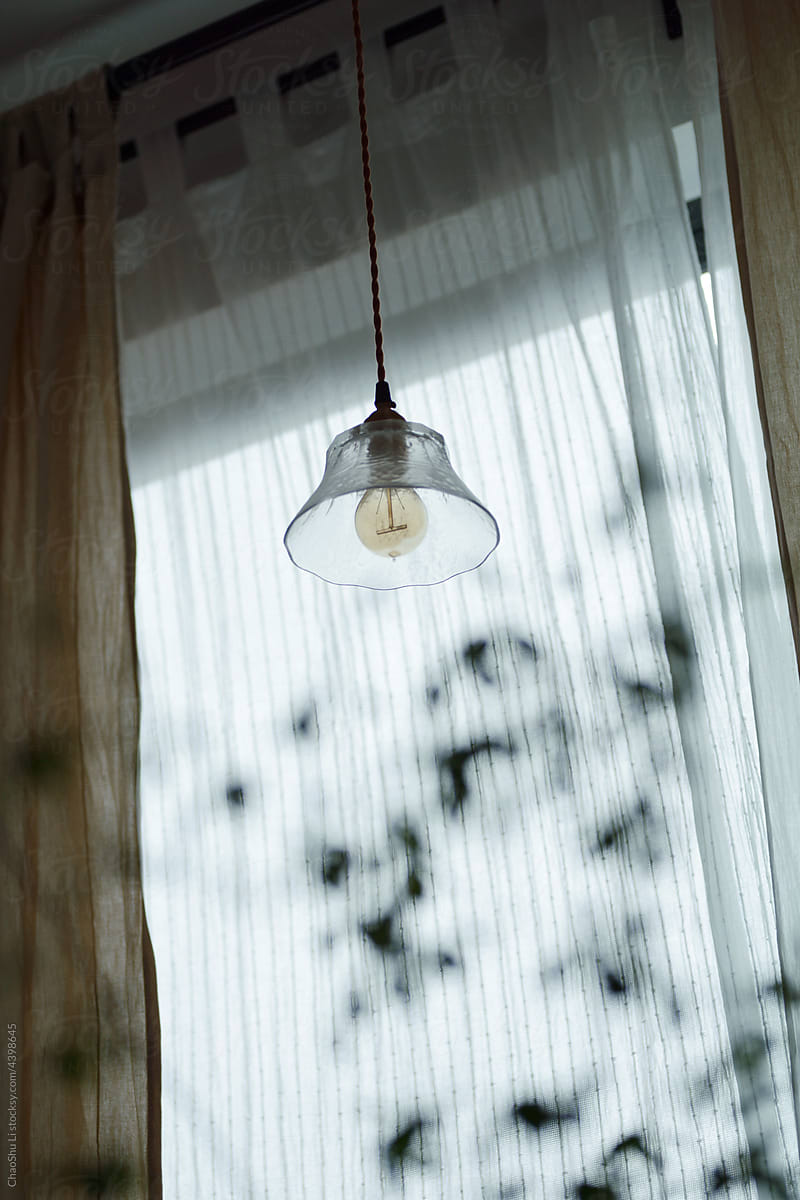 Closeup of retro small chandelier in cozy home