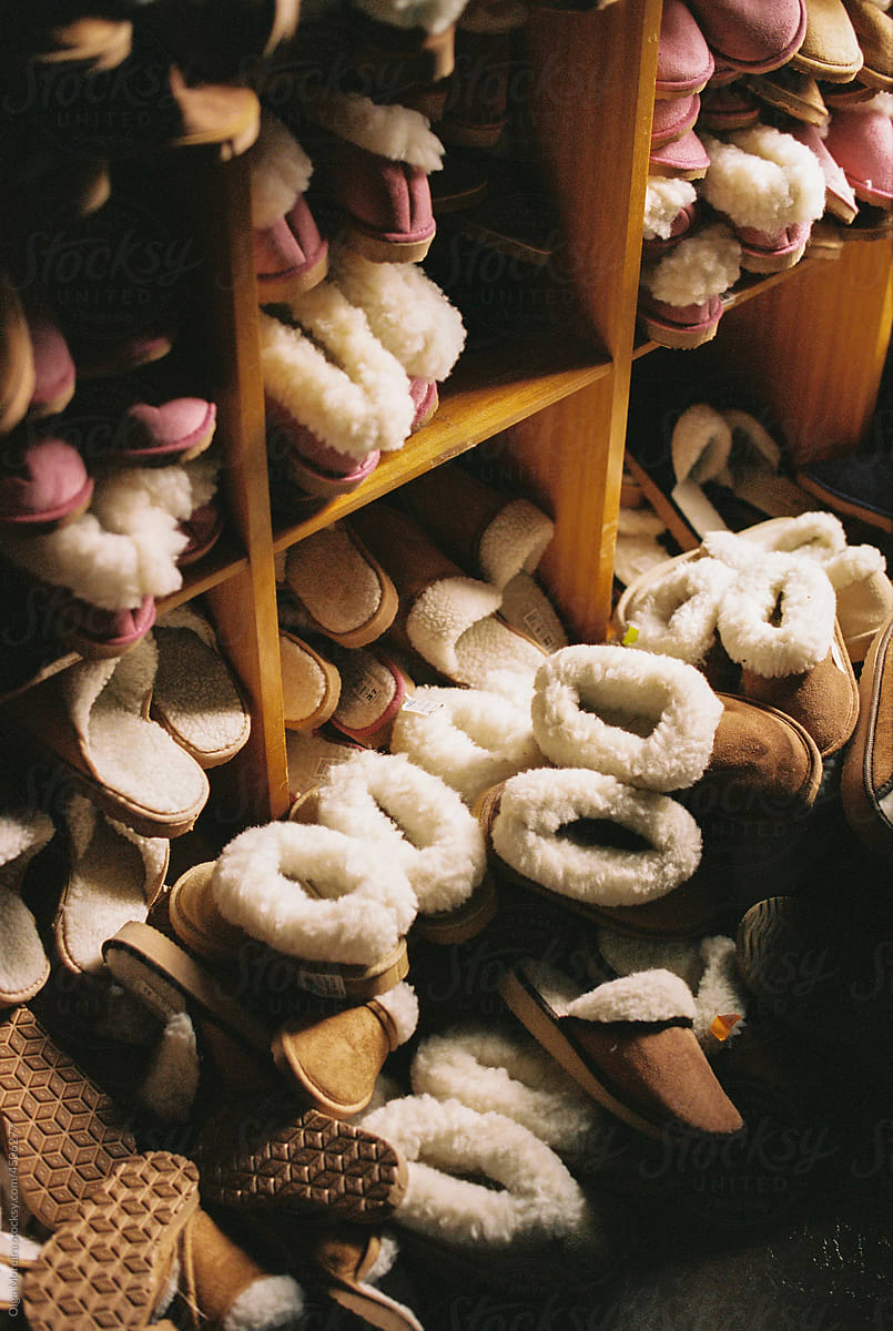 Slippers in a store