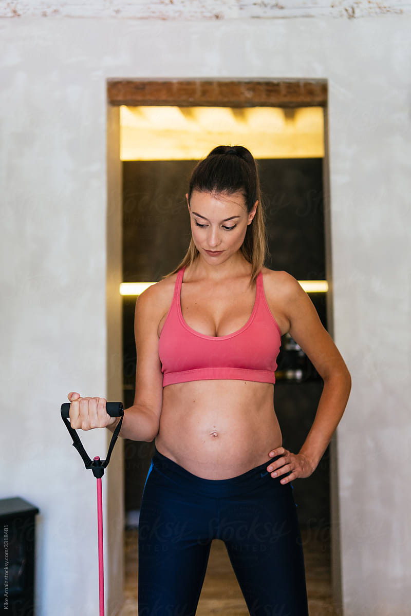 Pregnant woman working out