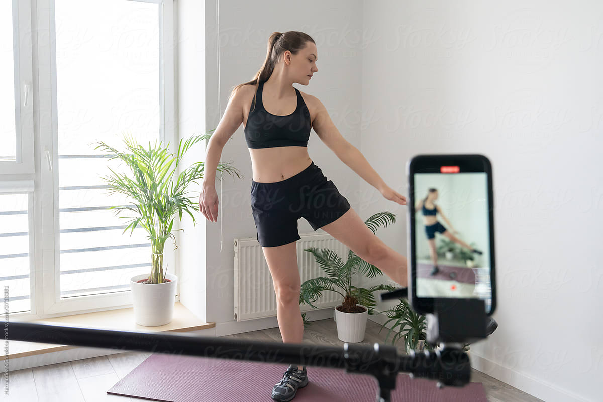 Woman Live Streaming Her Workout
