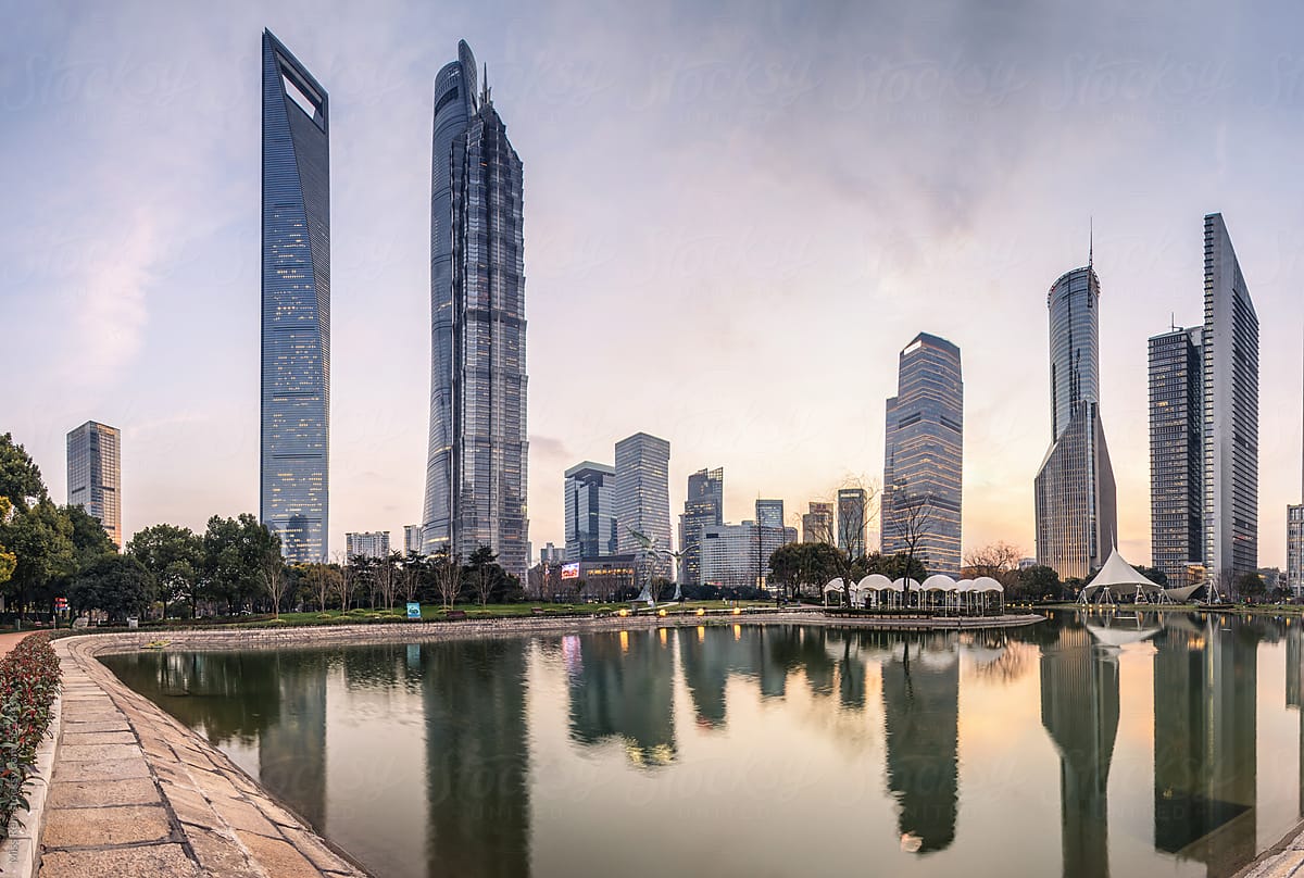 The lujiazui financial city in the sunset,shanghai,china