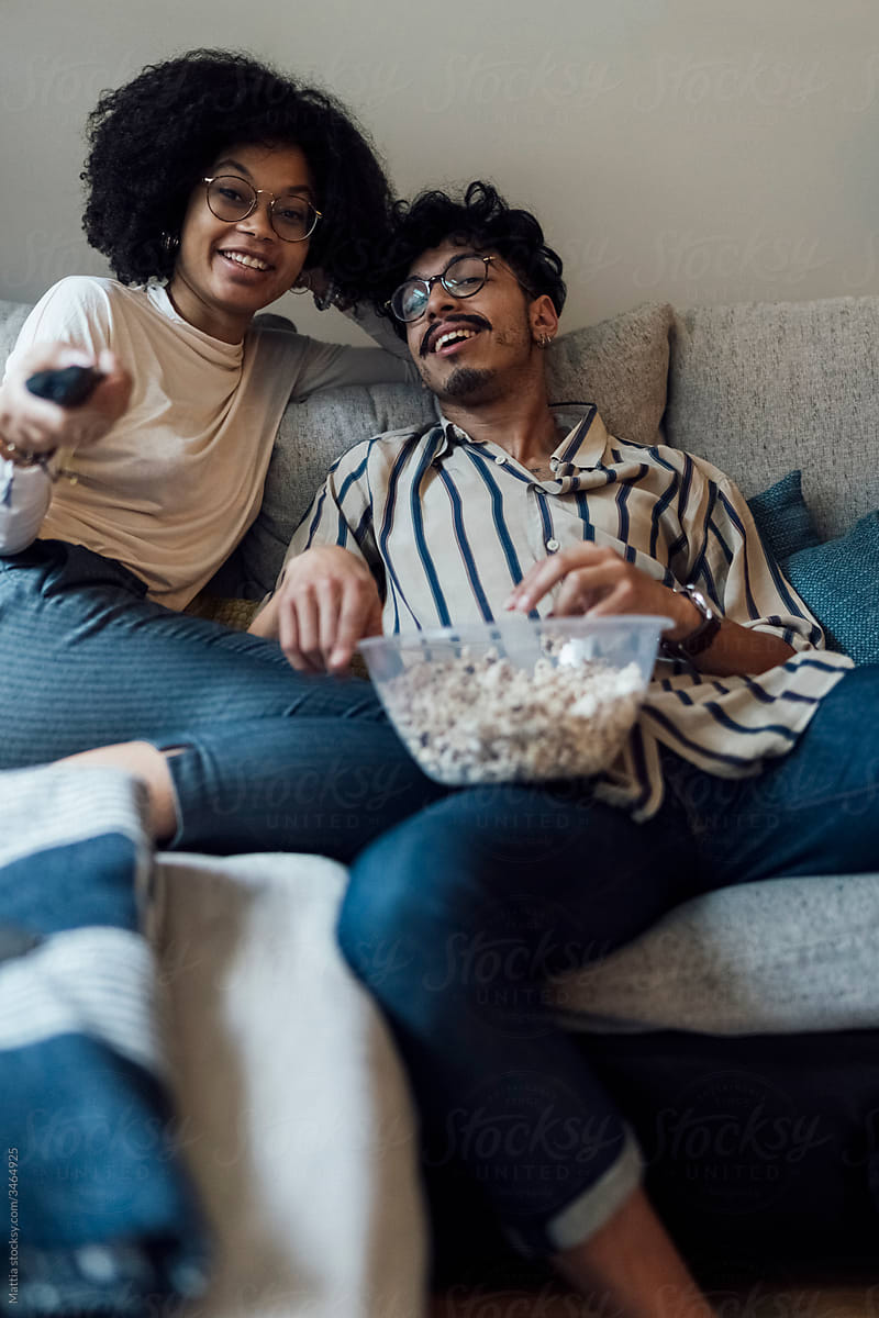 Couple Watching Television at Home
