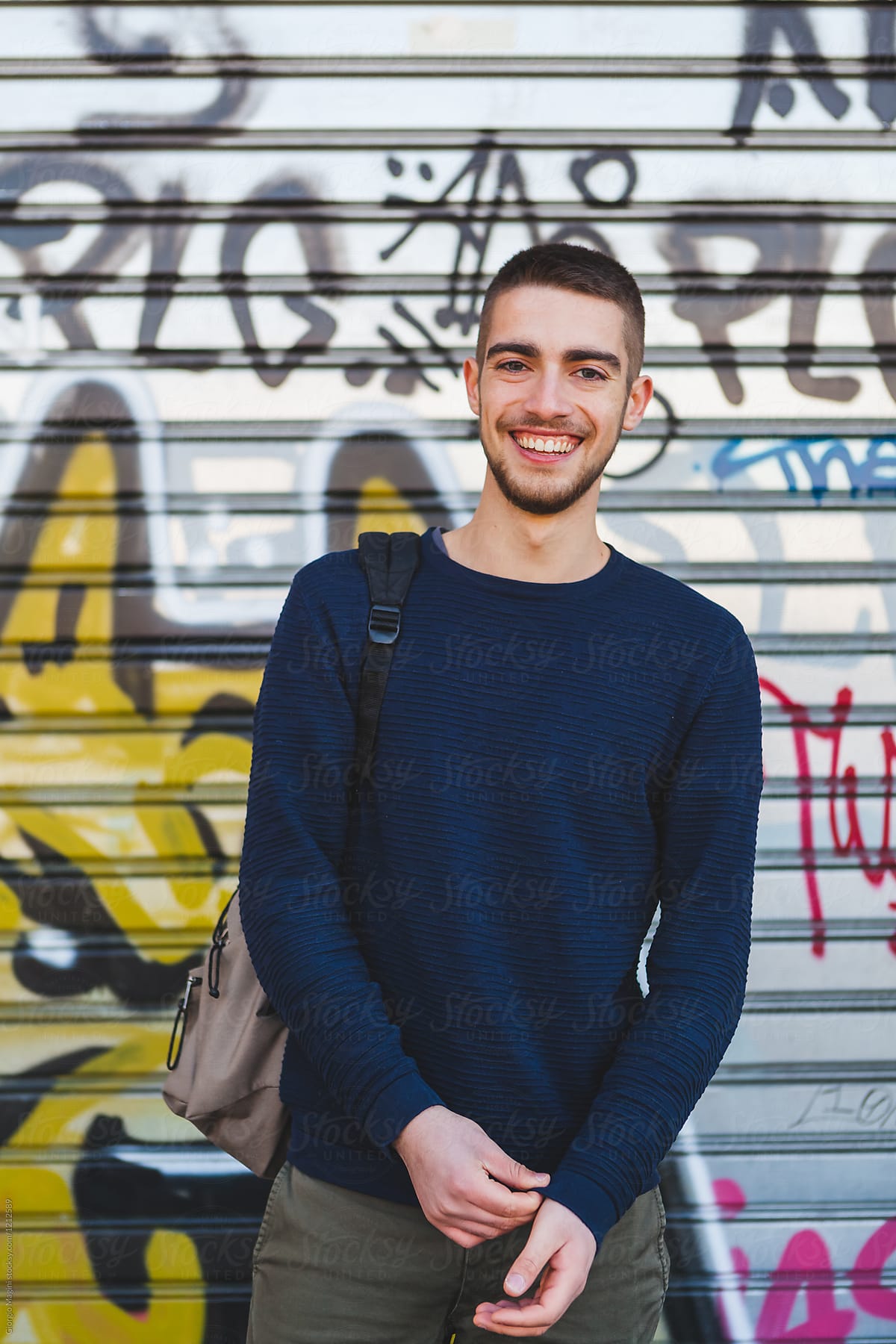 Smiling Young Man Portrait in Urban Area