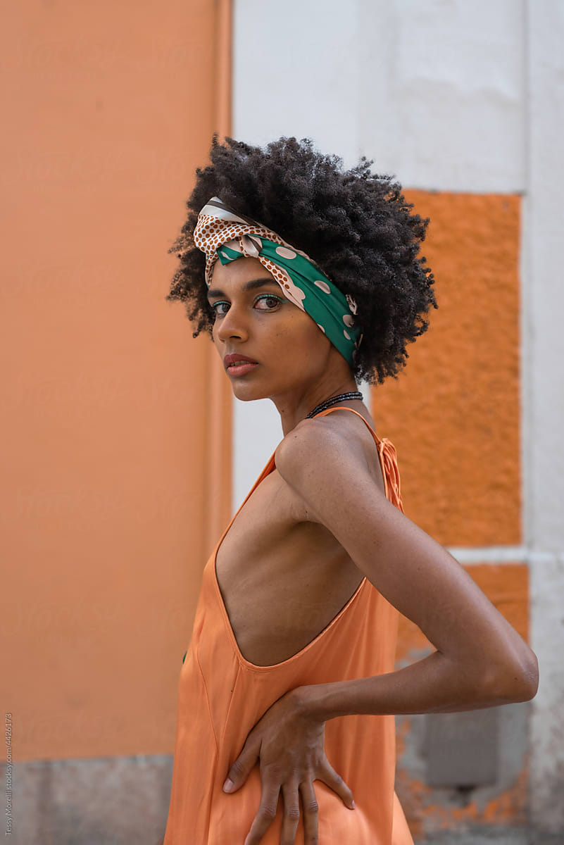 Urban outdoor fashion portrait of an African millennial