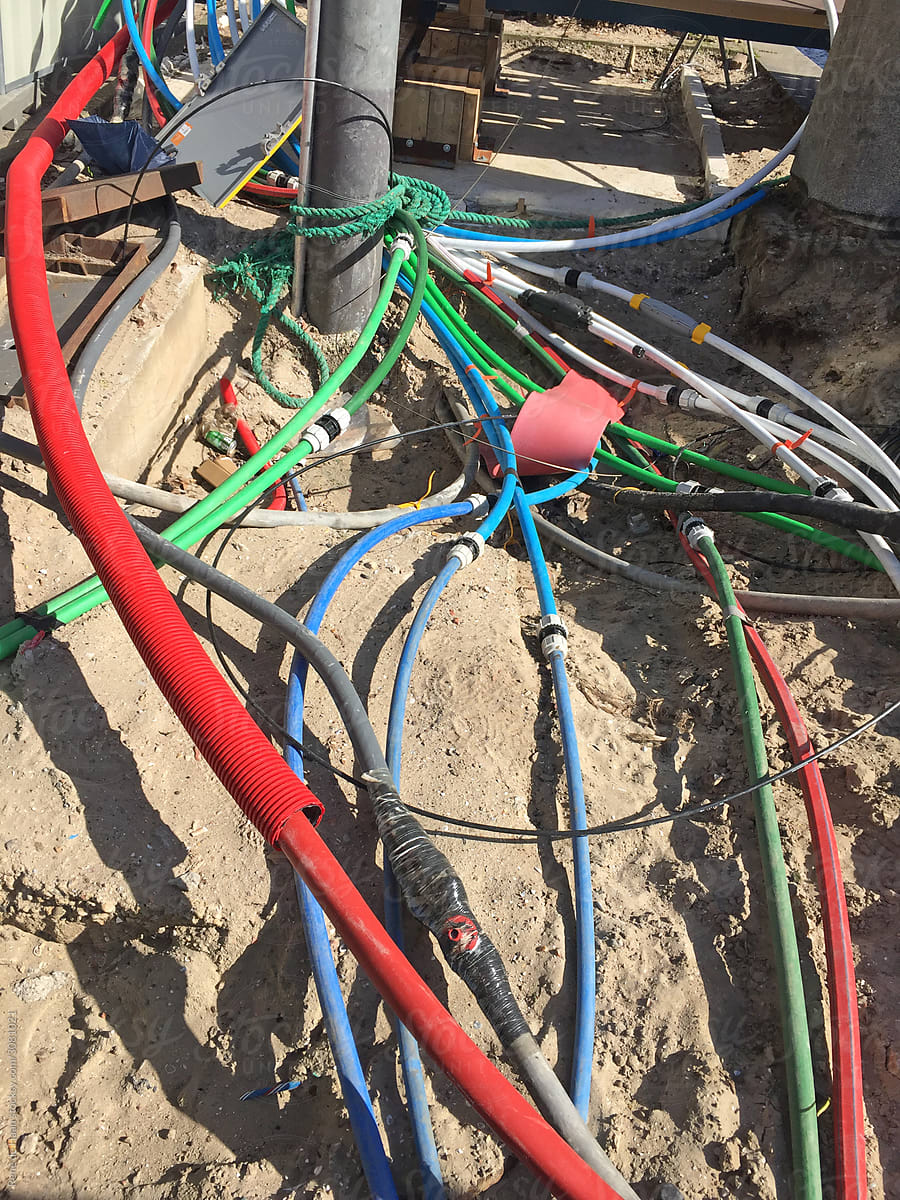 cables in broken up street