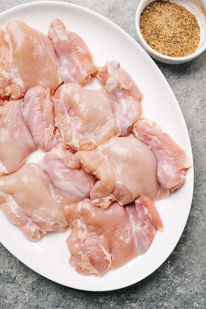Raw Chicken Breasts and spice mix