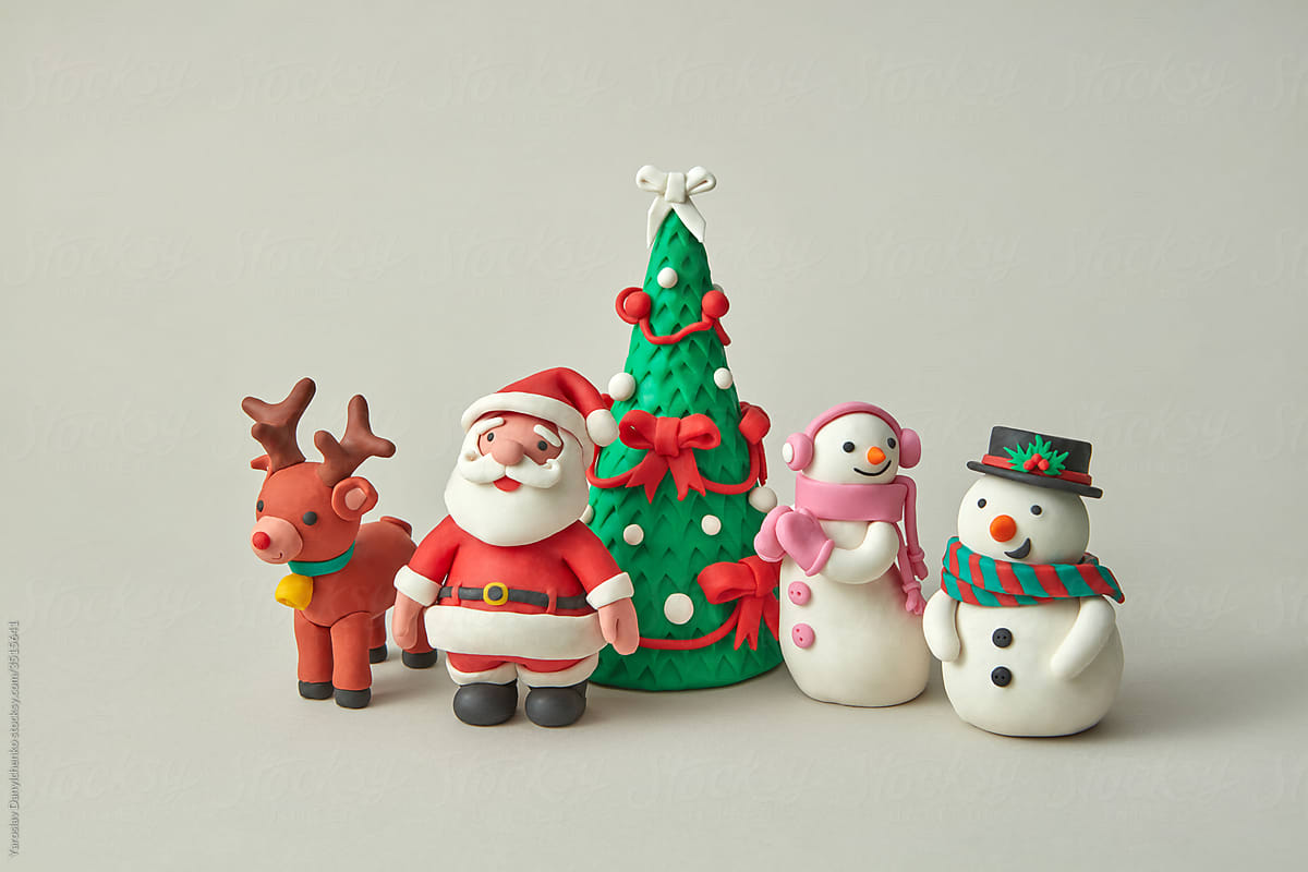 Plasticine figures of traditional Christmas characters.