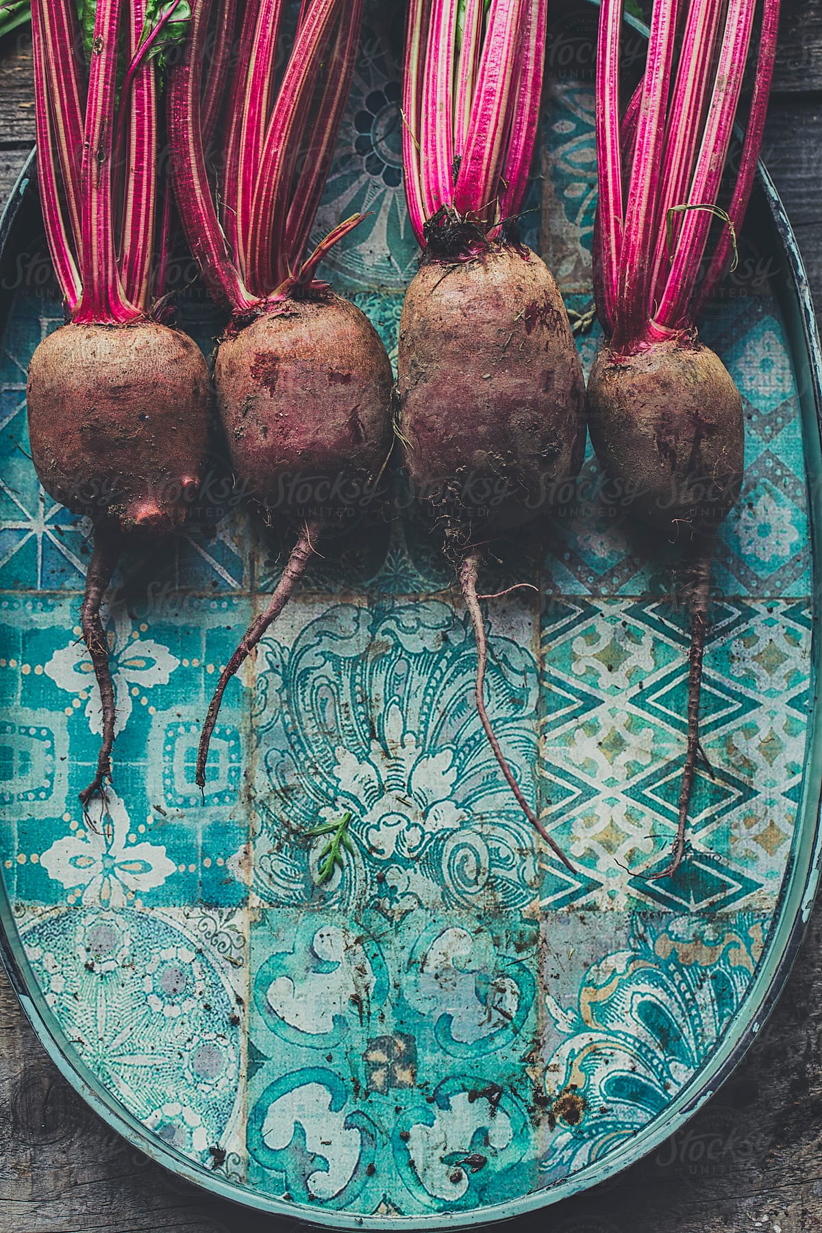 Beetroots on a Old Tray