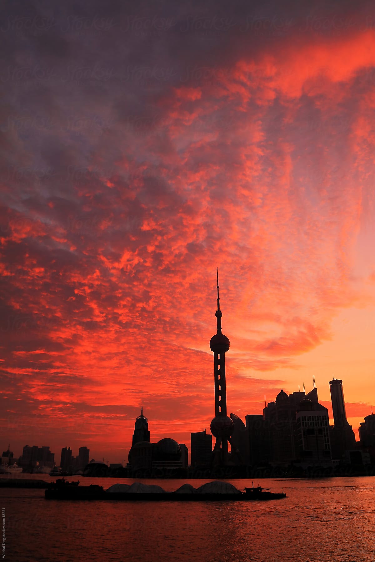 Shanghai skyline sunrise
