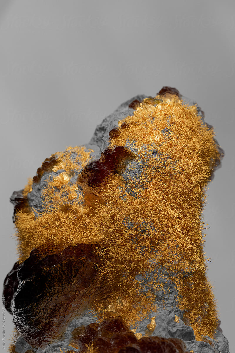 Colorful yellow minerals photographed in studio.