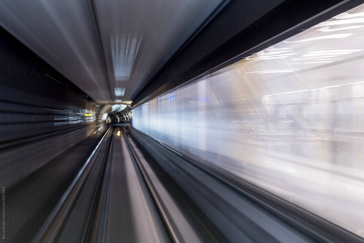 Motion Blurred View Of Underground Tunnel