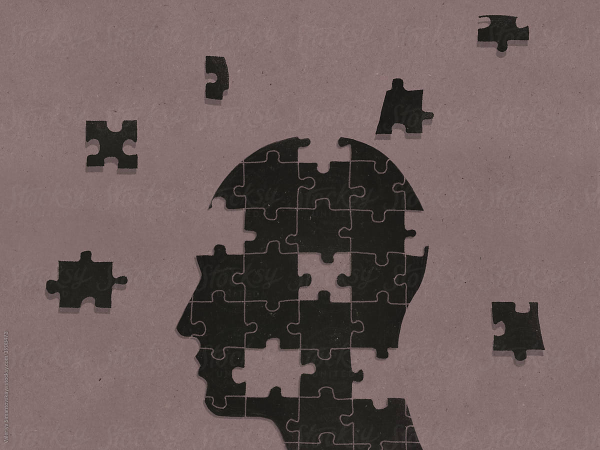 Human puzzle, mental problem concept