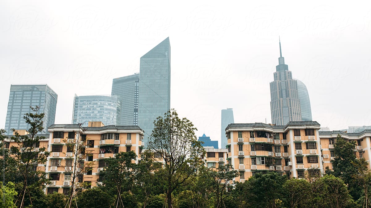City skyline of commercial and residential buildings in China