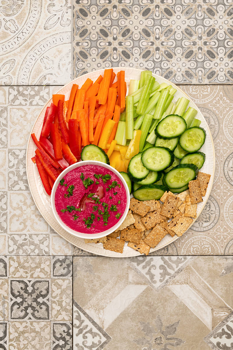 Healthy food : colorful hummus bowls