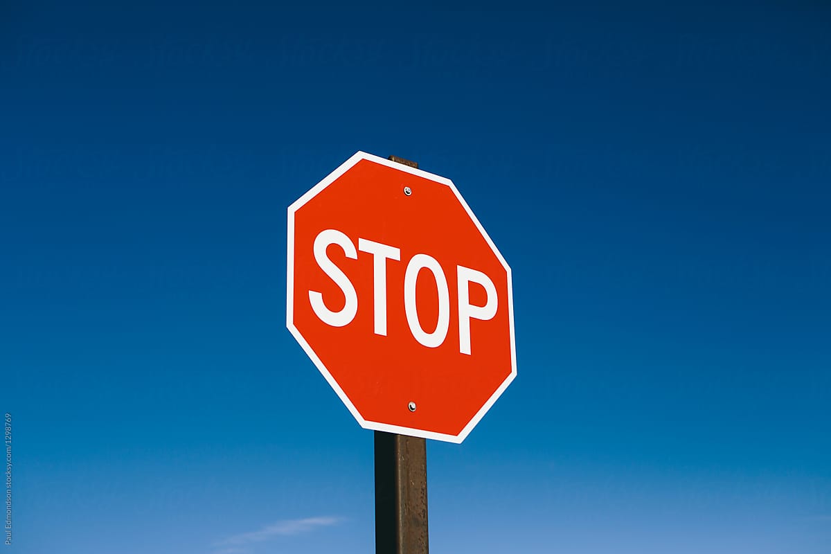 Stop sign along rural road