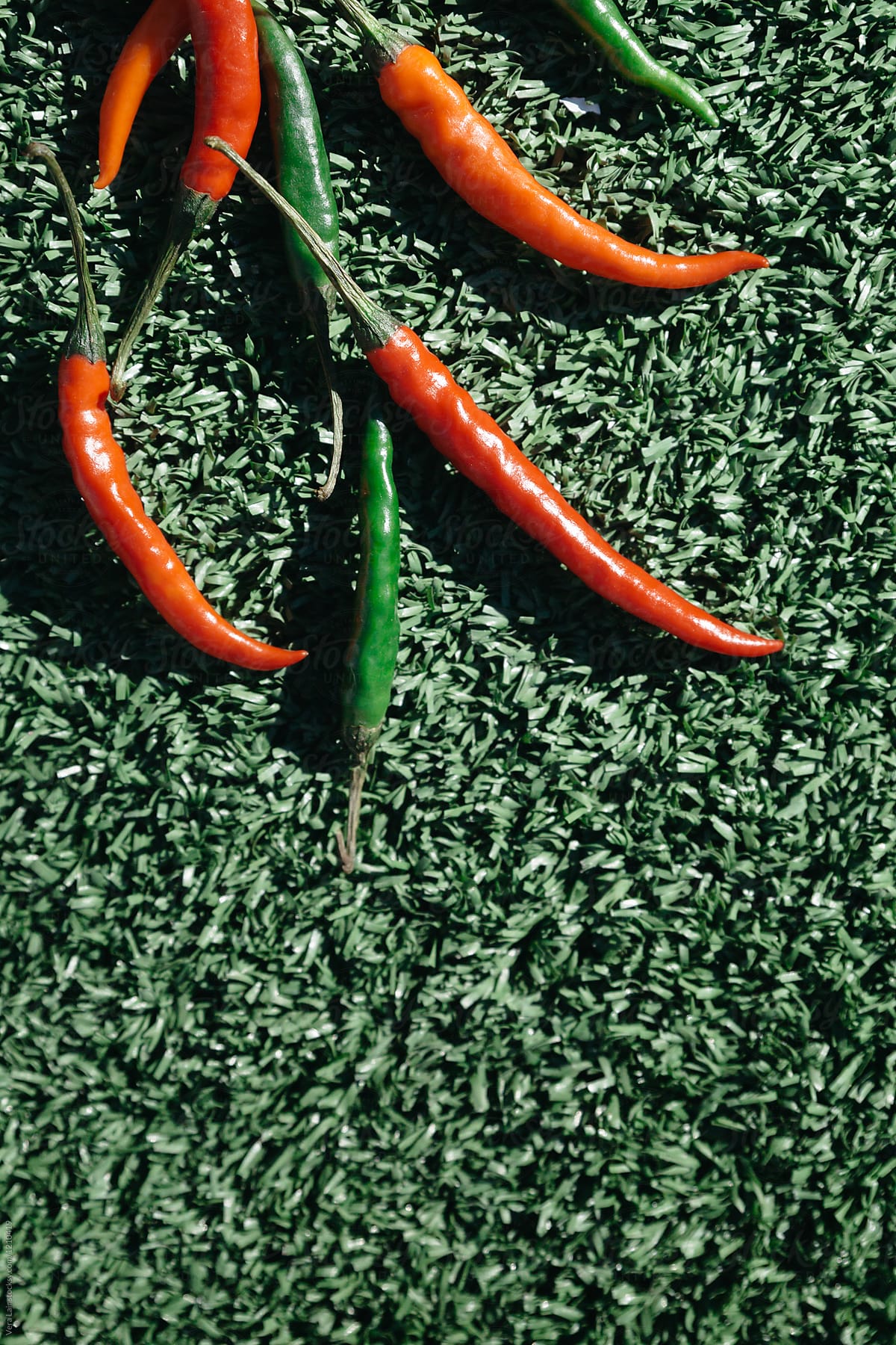 Red pepper and fake grass