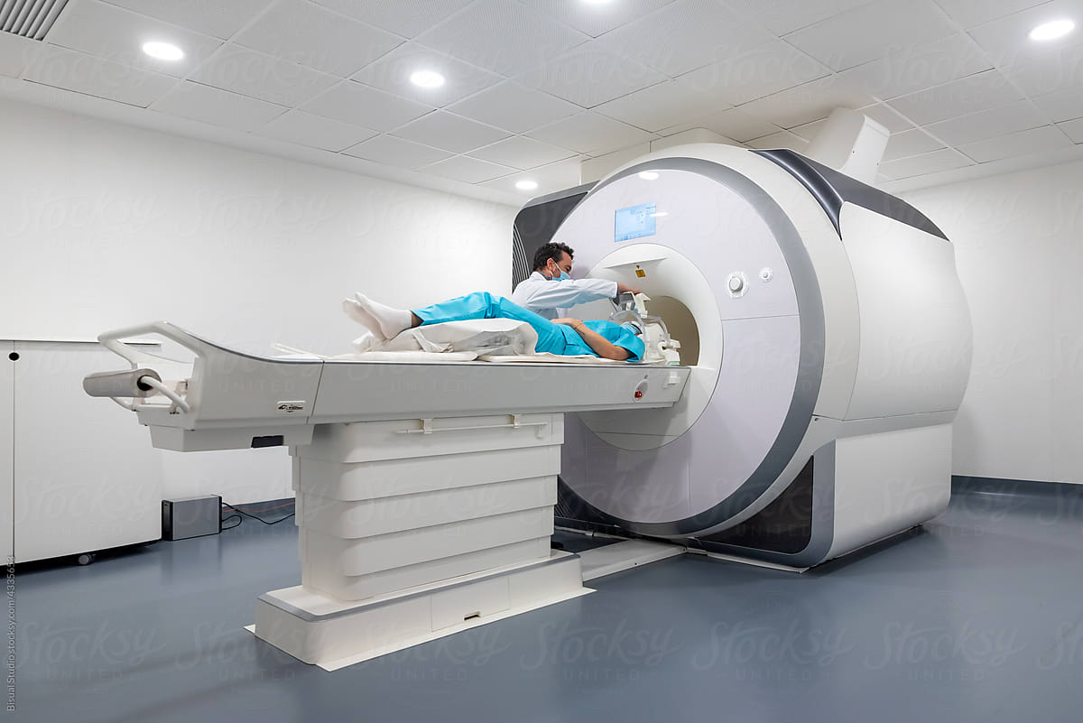 Patient doing MRI procedure in clinic