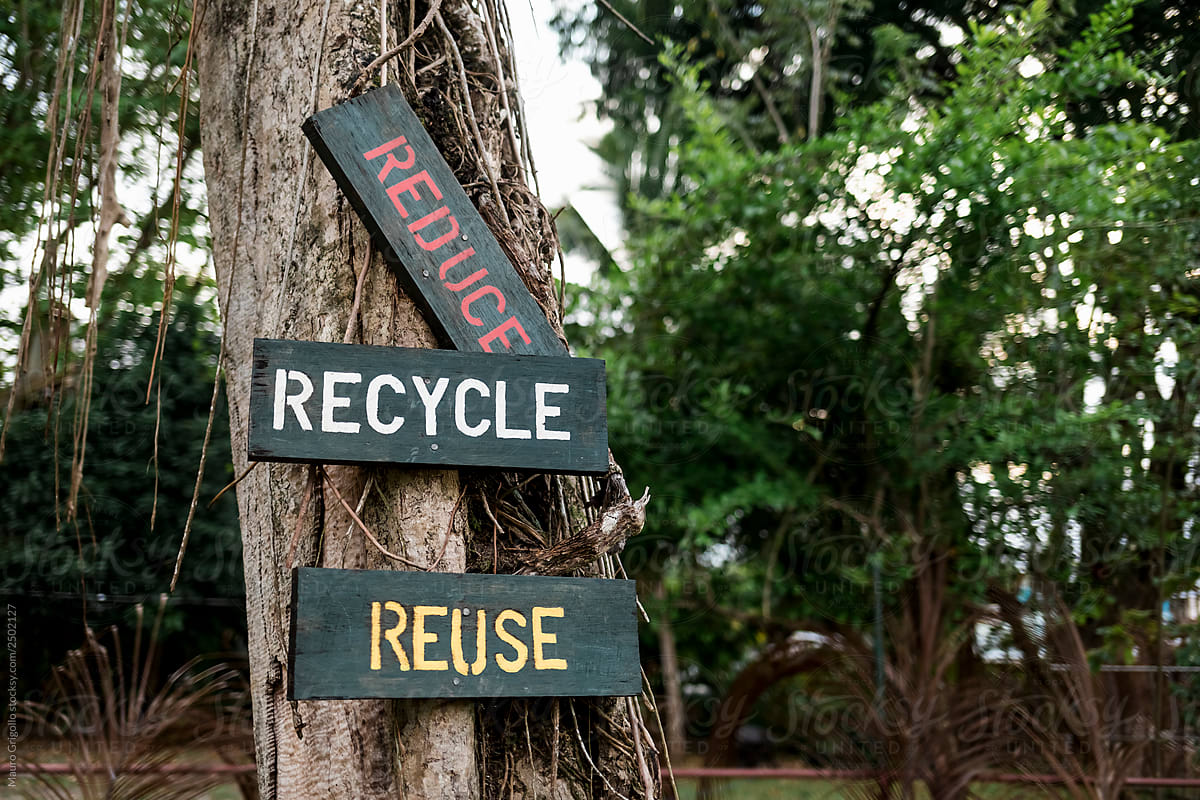 Recycle sign in a park