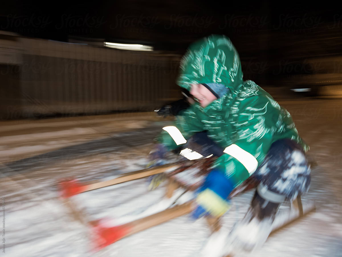 UGC photo of a boy having fun on a snow during the winter