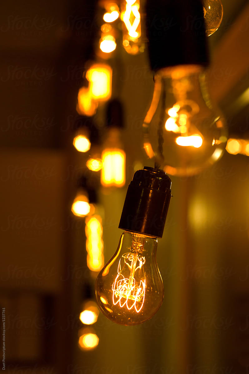 Close up garland of light bulbs