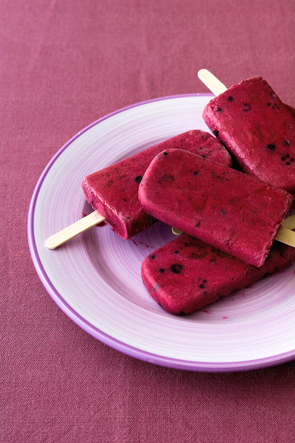 Homemade forest fruits ice pops