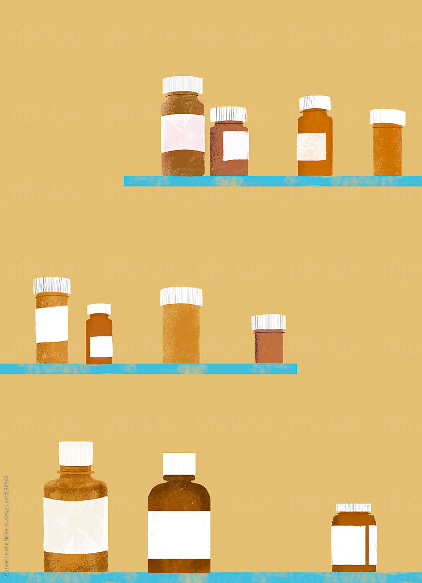 So Many Pills, an illustrated bathroom cabinet