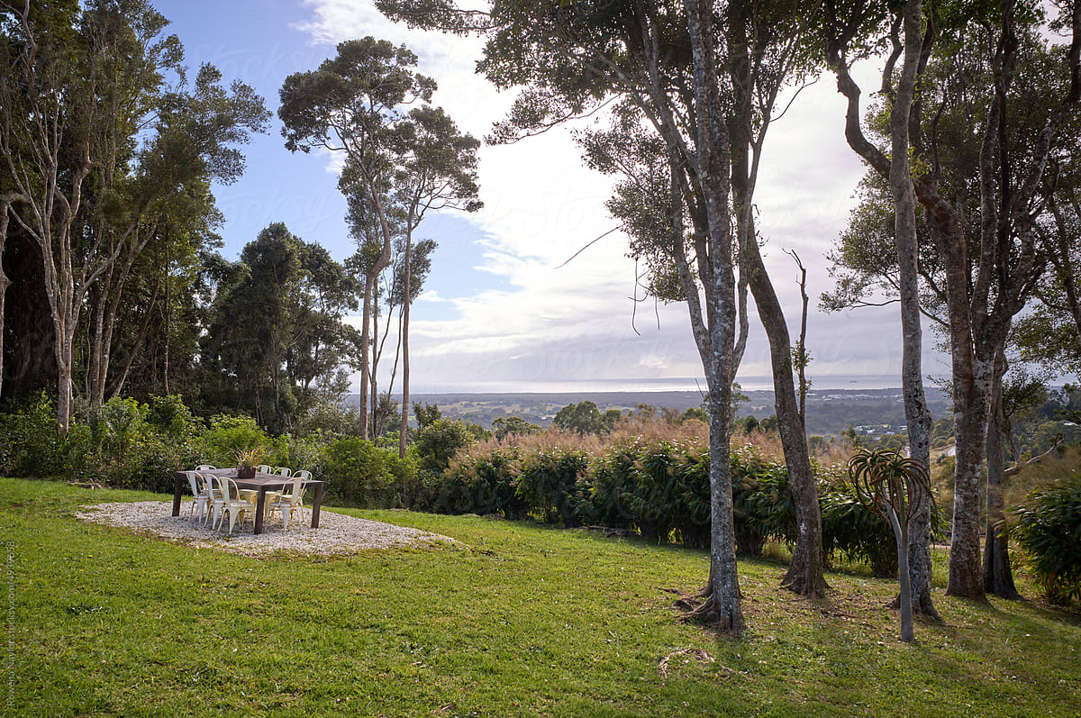 Landscaped garden of villa with views to Hinterlands