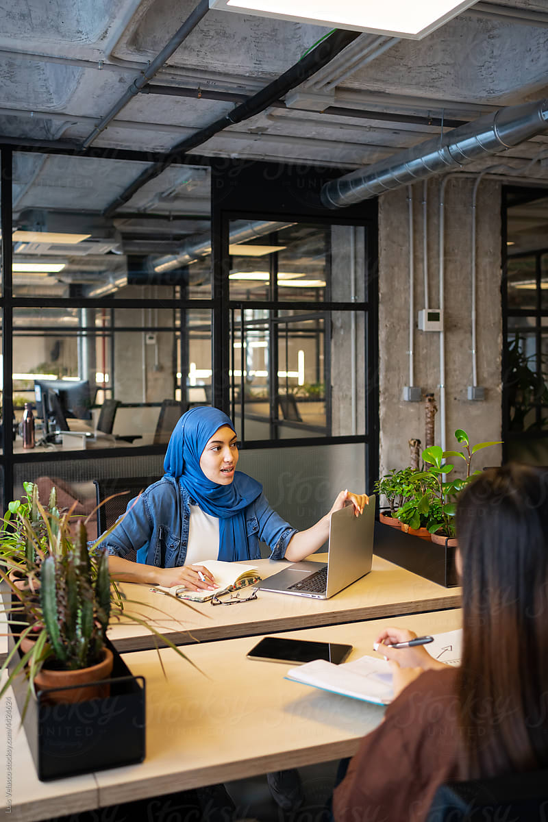 Portrait Of A Modern Muslim Woman In The Office.
