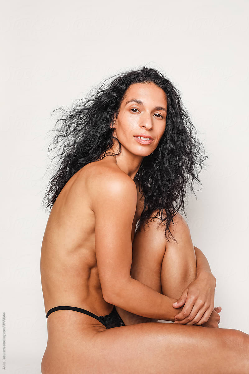 Young Sexy Hispanic Topless Model In Studio/ photo